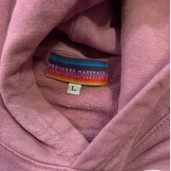 Brothers Marshall Hoodie Surf Graphic Pink Pullover Size L Y2K Beach Vibes - Picture 5 of 7